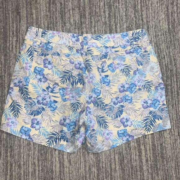 Jamaica Jaxx Women's Size 8 Tropical Floral Shorts Linen Blend Blue Purple Beach - Picture 7 of 7